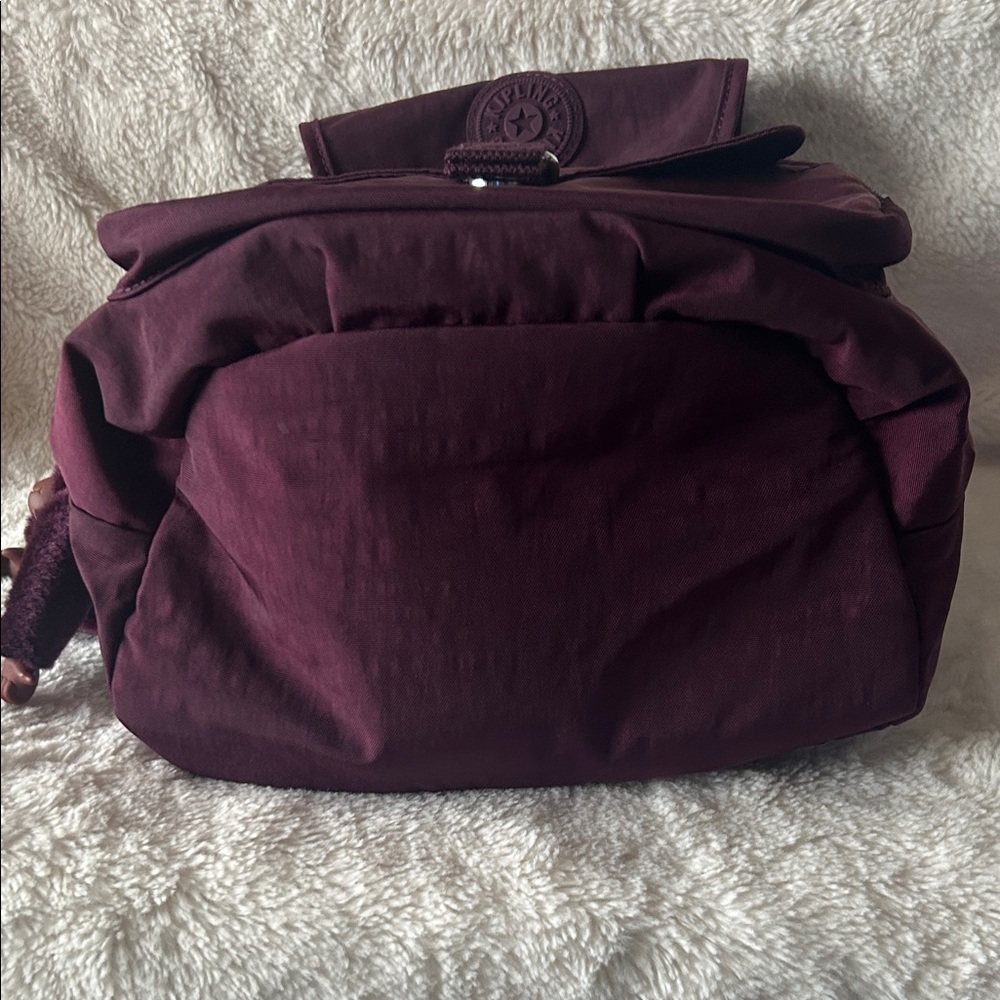Kipling Queenie Burgundy Backpack with Keychain - Picture 3 of 16